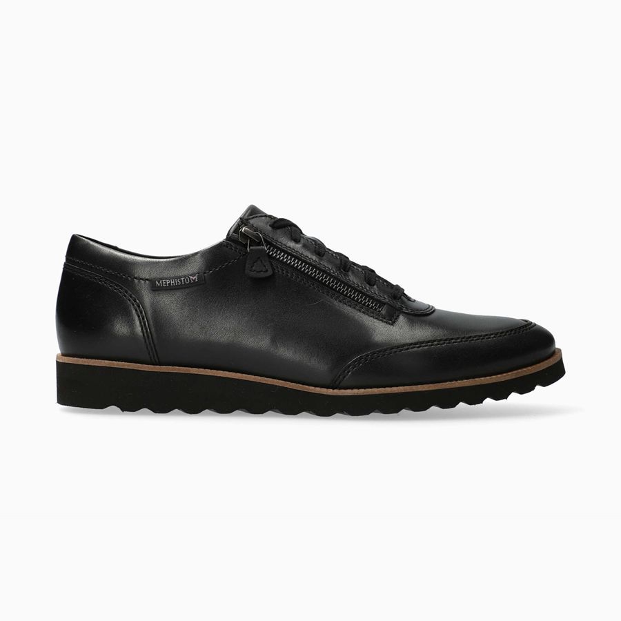 Mephisto VALENTINO Bőr Férfi Oxford Cipő - Fekete, HU-07946